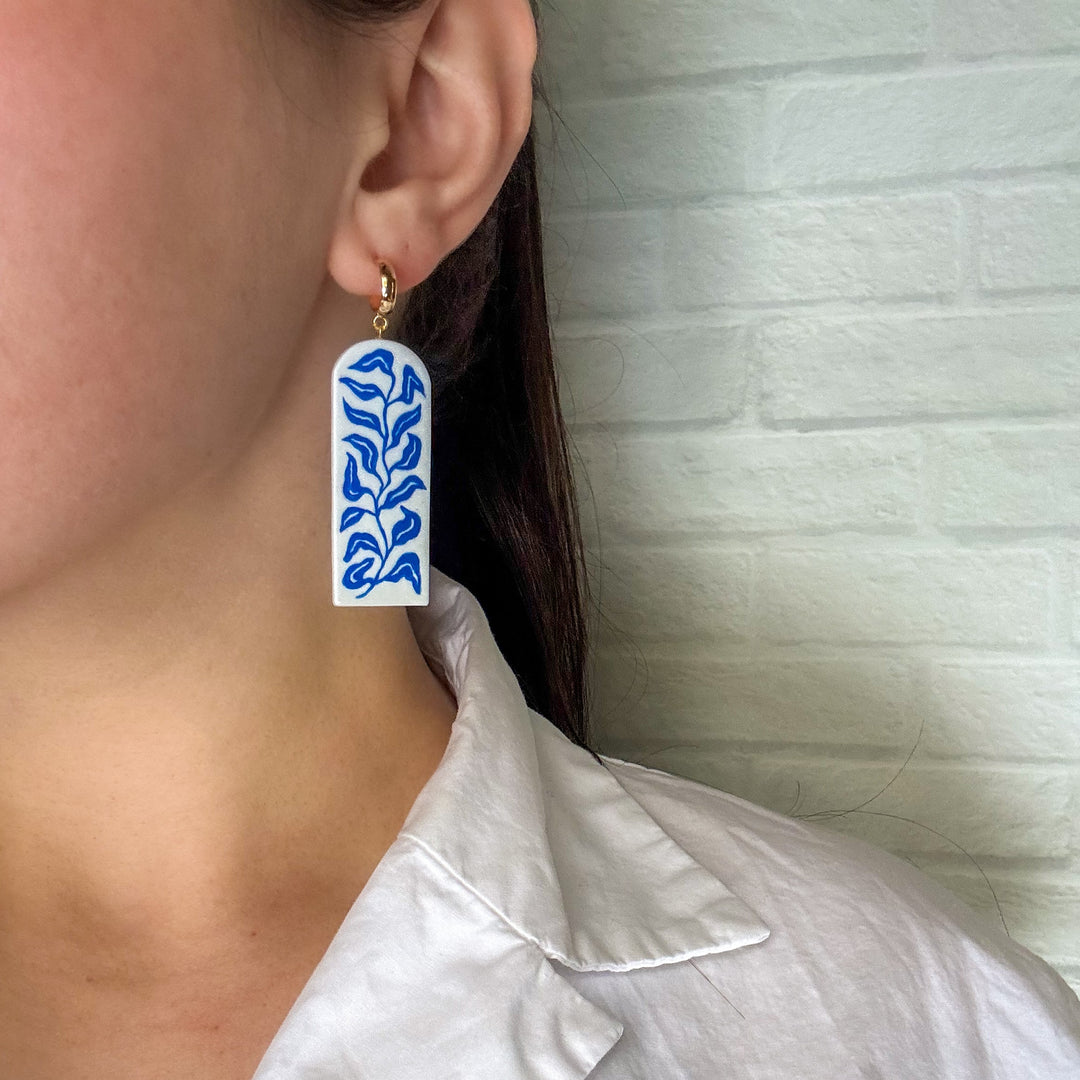 Hand painted matisse inspired arch earrings