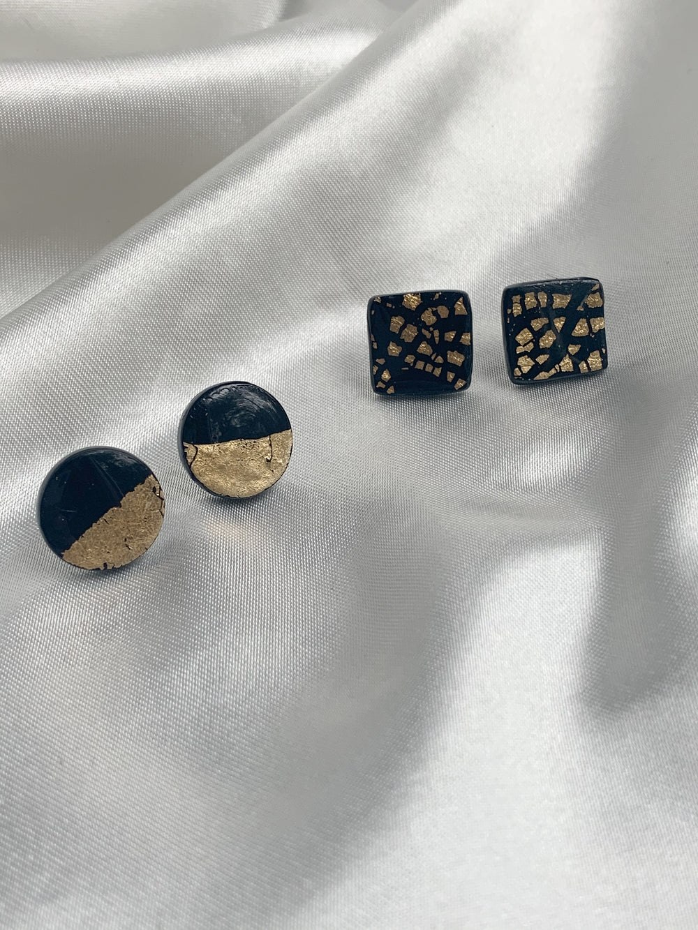 2 Pair Black and Gold Stud Pack