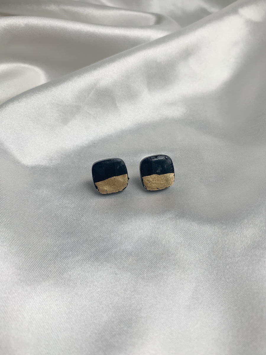 Black and Gold Two Tone Square Studs