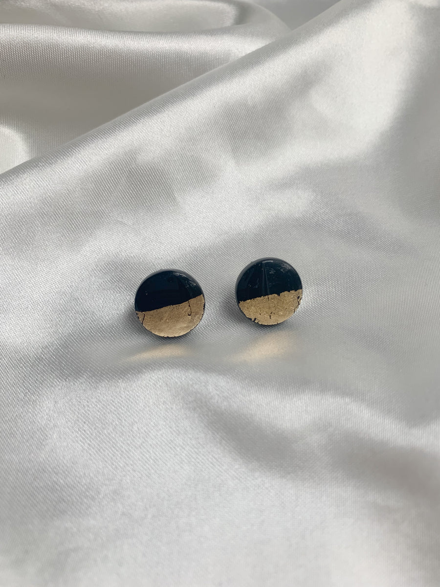 Black and Gold Two Tone Circle Studs